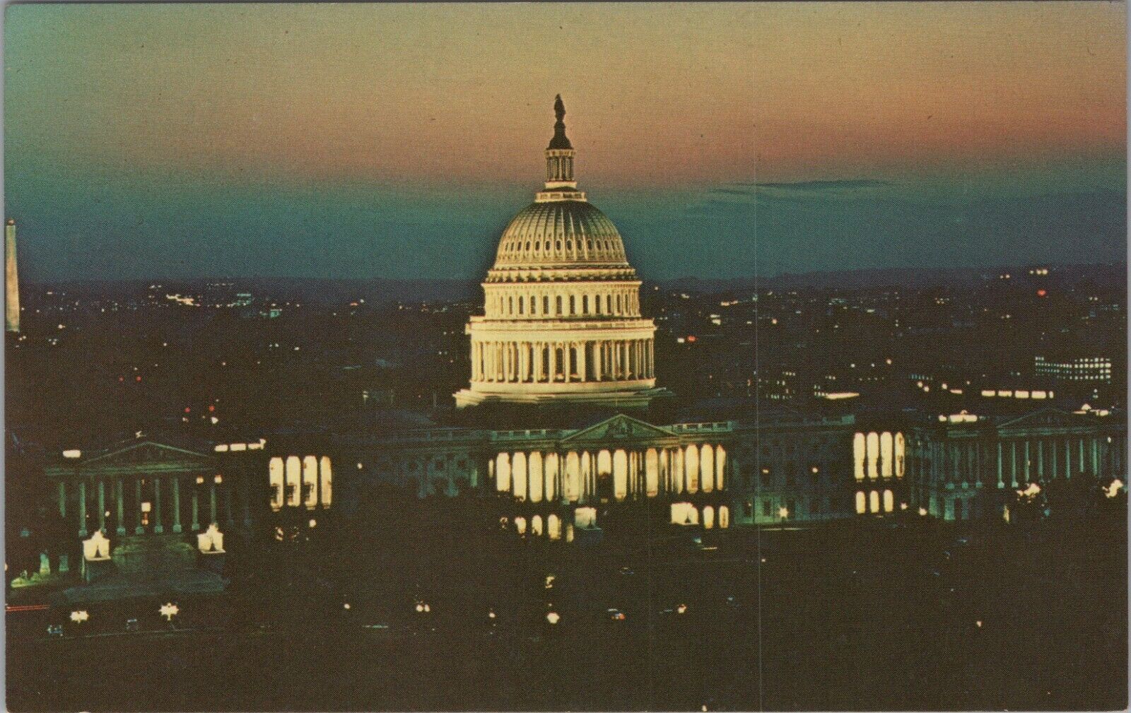 The Capitol Of The US Washington DC At Twilight Sunset Chrome Vintage Post Card