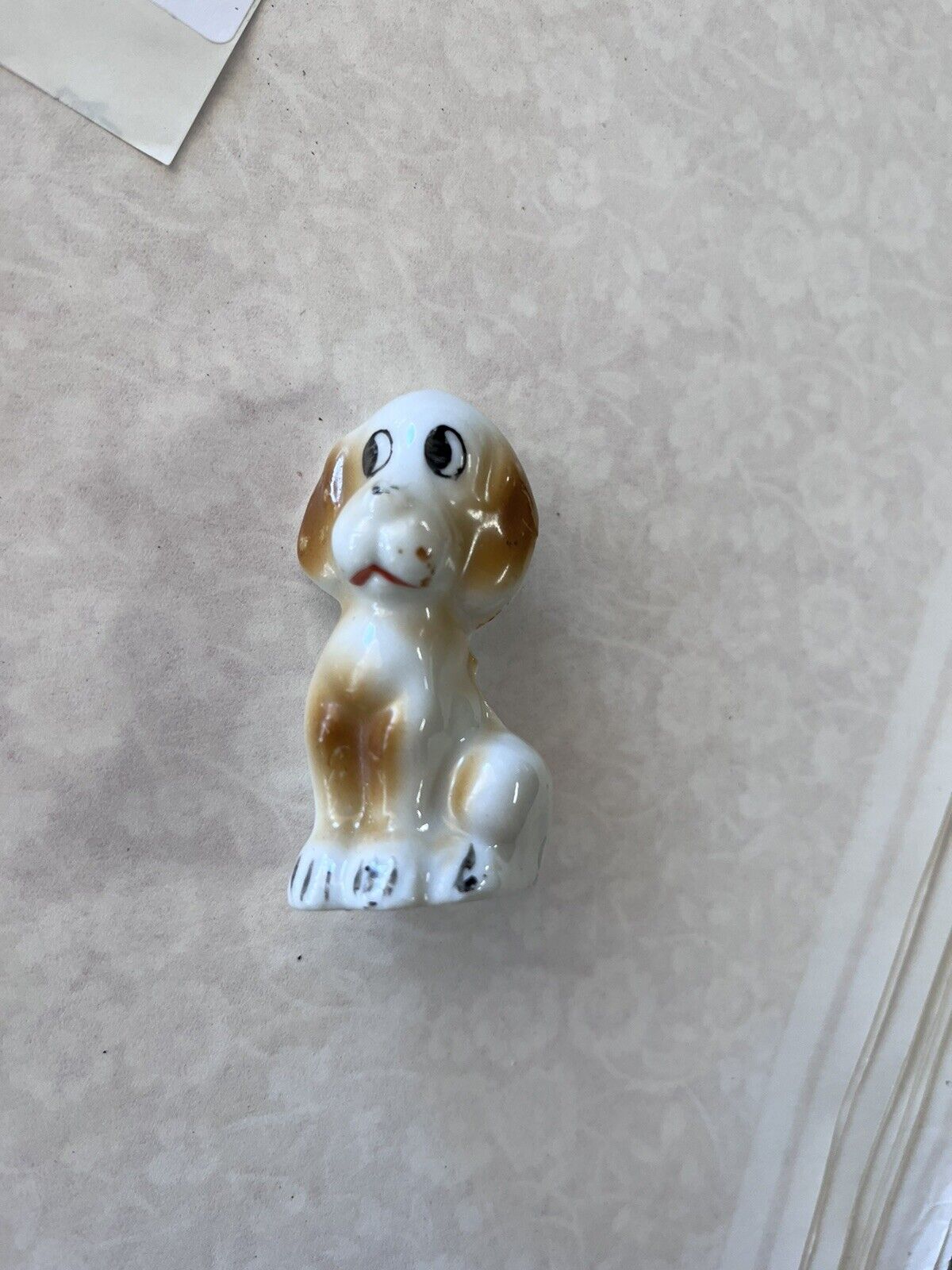 Vintage Tiny Anthropomorphic Sad Sweet  Puppy Dog  Japan Figurine Ceramic