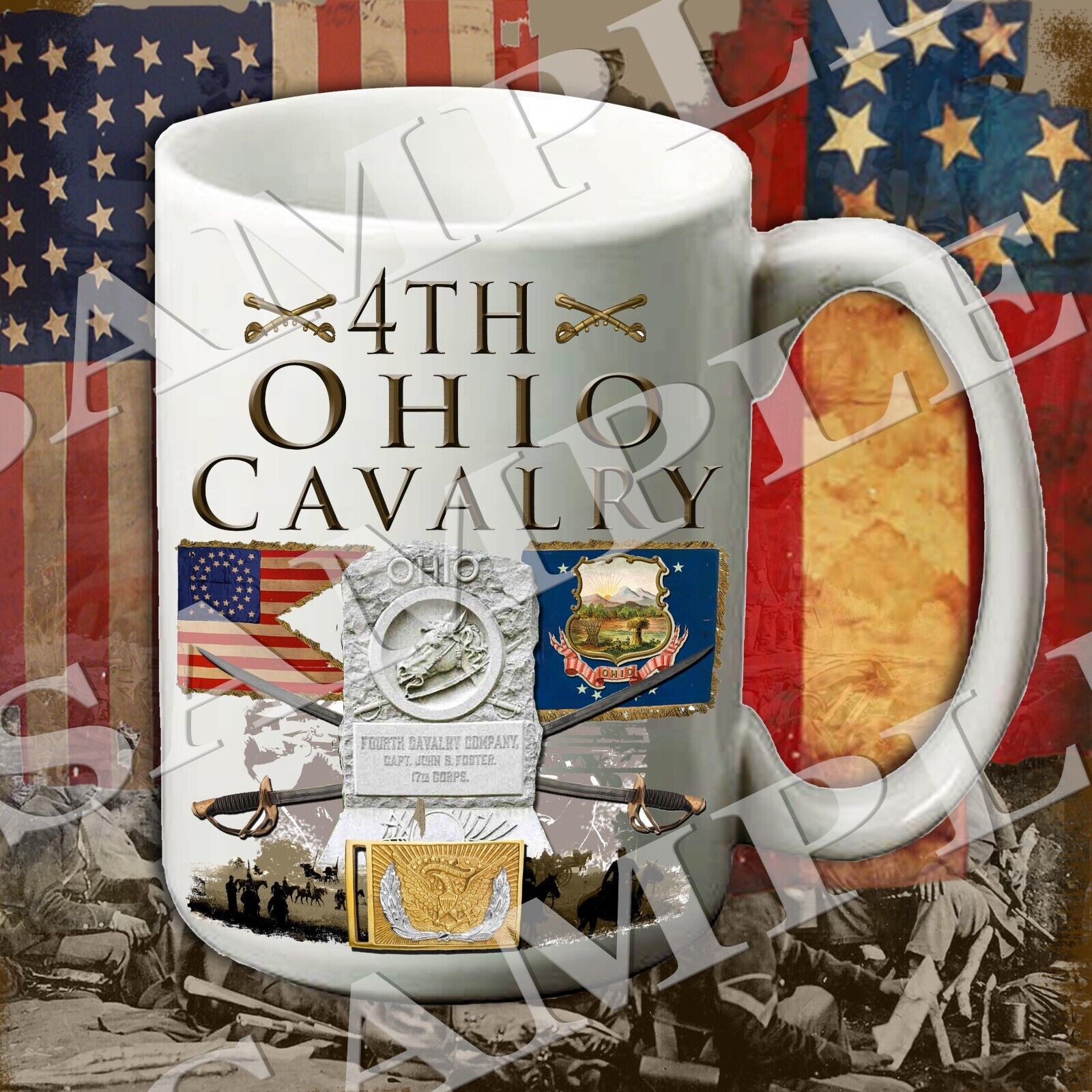 4th Ohio Cavalry 15-ounce American Civil War themed coffee mug/cup