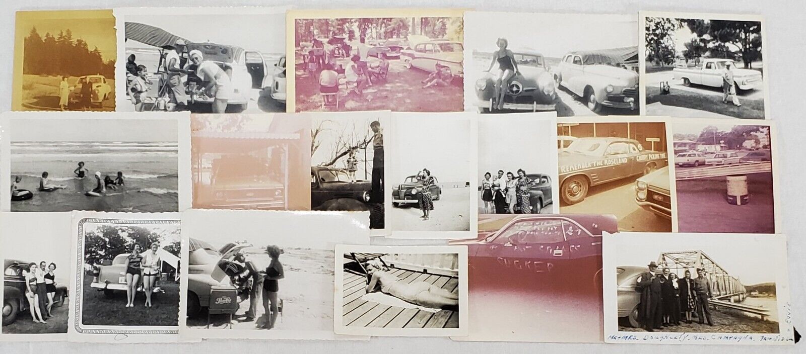 Lot Of 18 Vintage Black & White Photos~Snapshots Photographs CARS & WOMEN 