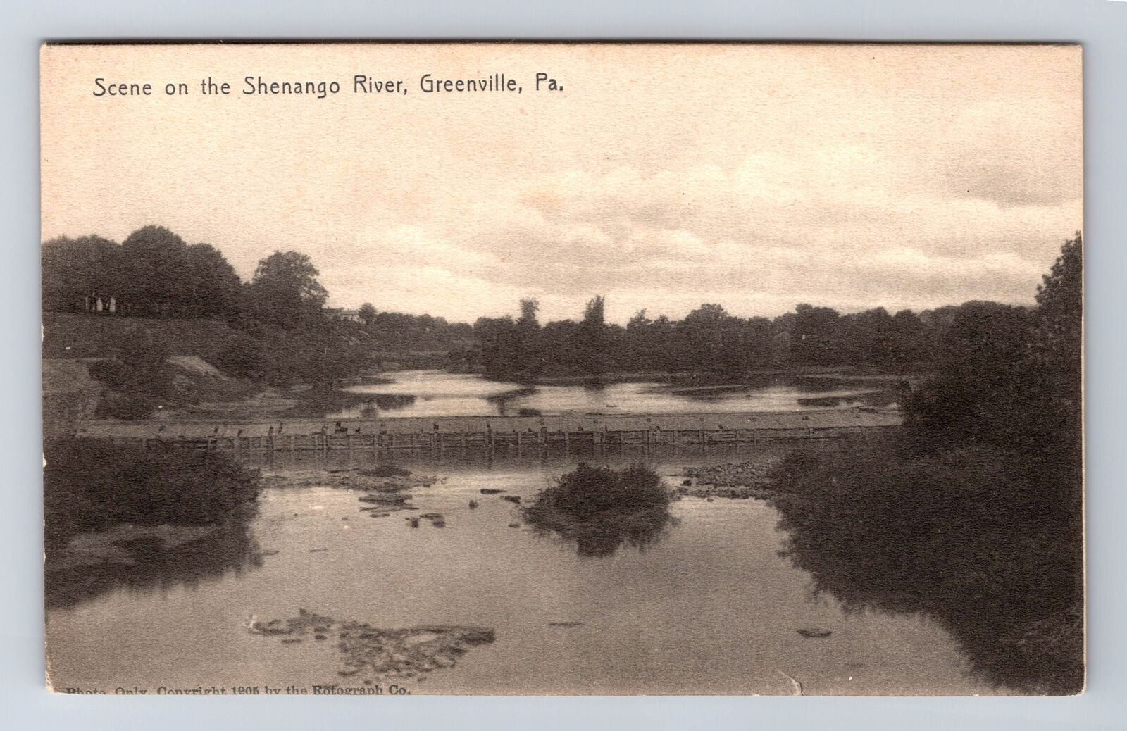Greenville PA-Pennsylvania, Scenic Views on Shenango River, Vintage Postcard