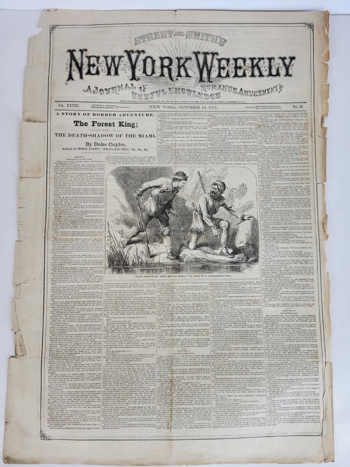 Street and Smith\'s NEW YORK WEEKLY Newspaper Magazine October 13, 1873 No.49