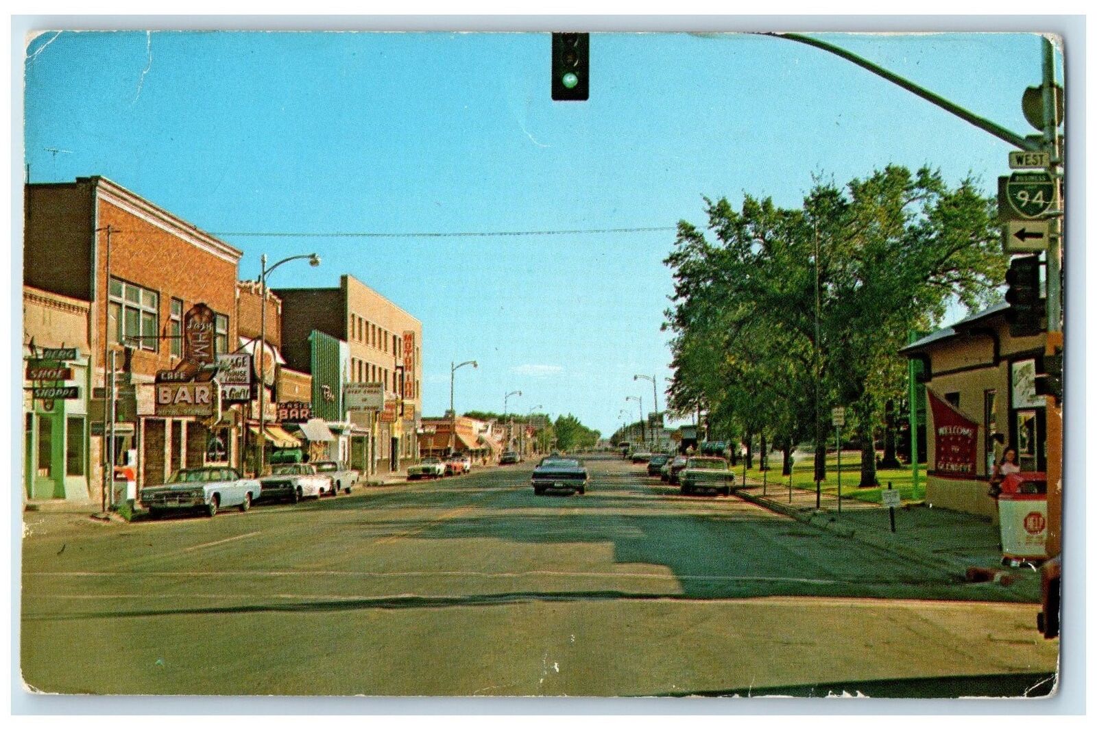 c1960's Business District On Merril Glendive Michigan MI Unposted Cars Postcard