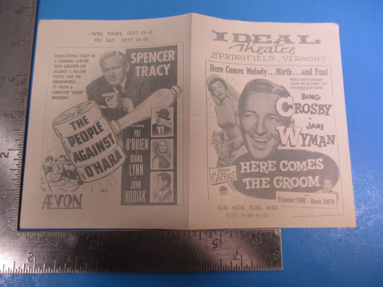 Vintage Ideal Avon Theatre Program Here Comes The Groom Springfield VT S8026