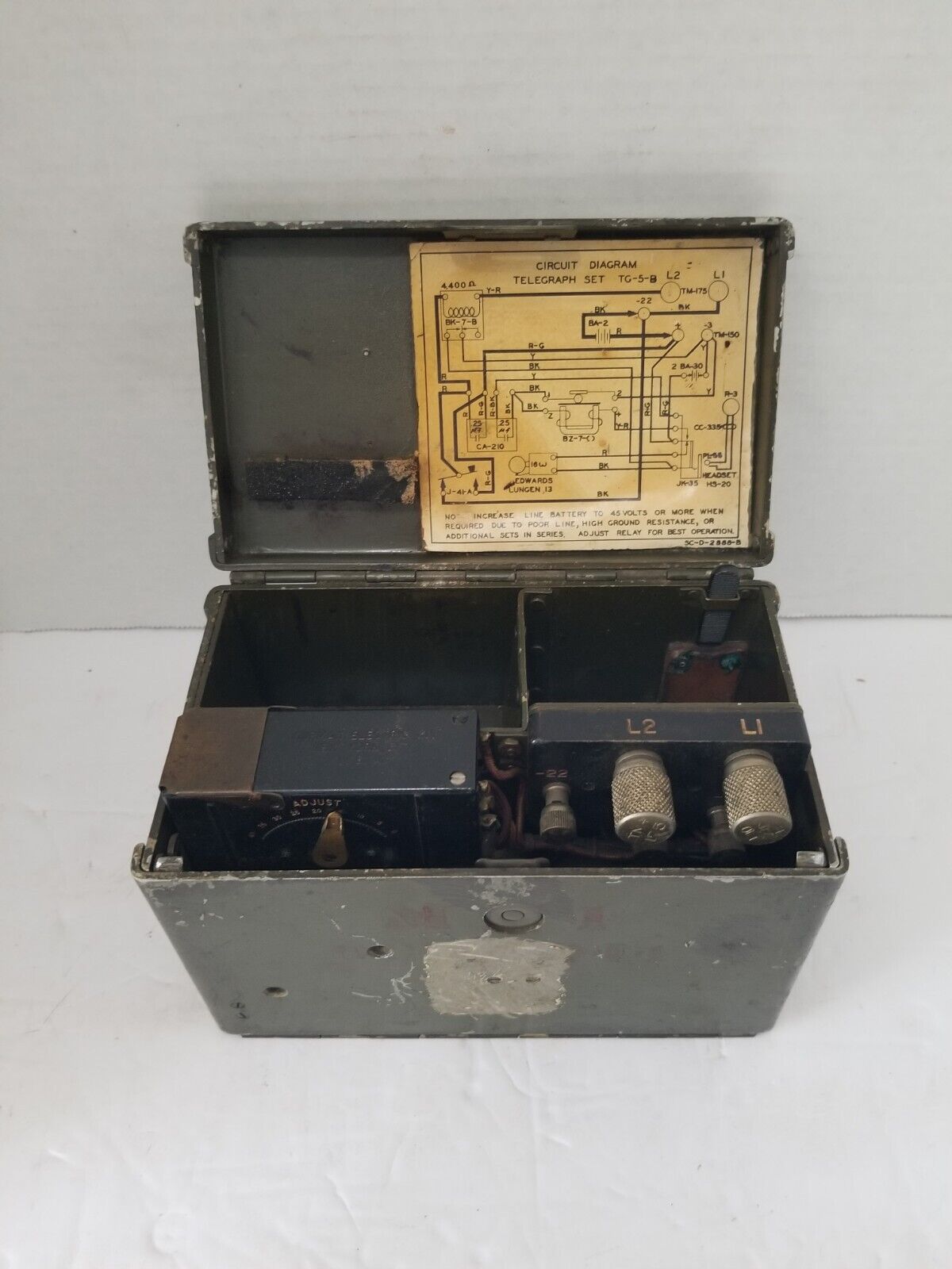 US Army Navy Signal Corps Telegraph Set TG-5-B With Carrying Case WWII Parts