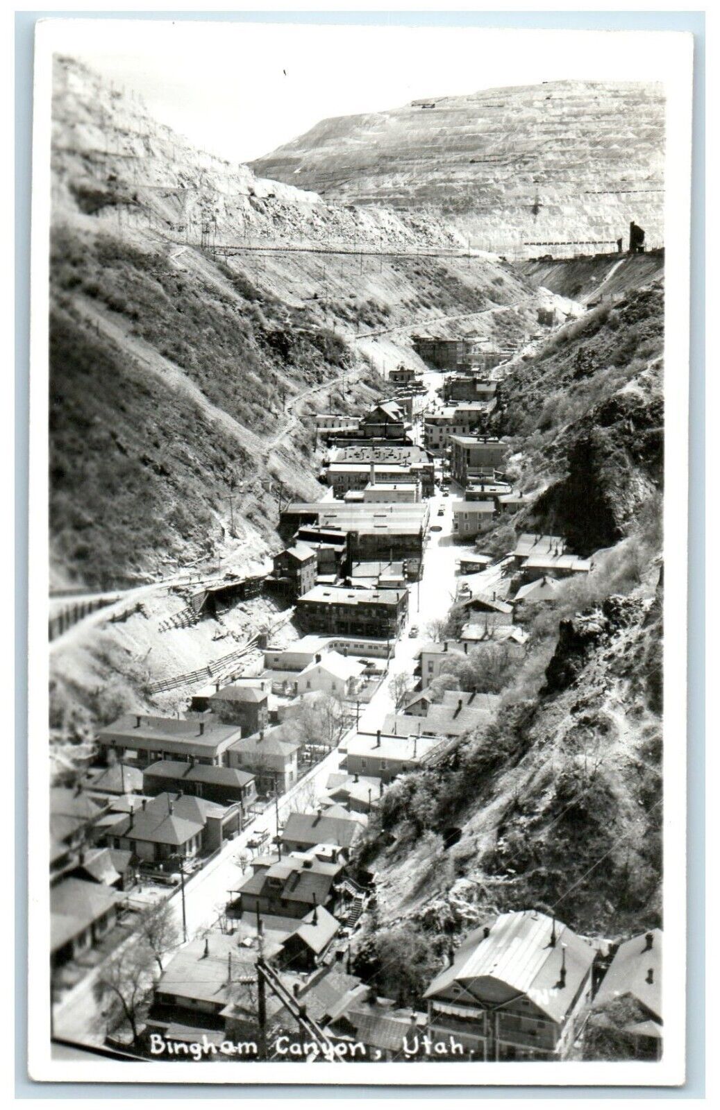 c1940's Bird's Eye View Of Bingham Canyon Utah UT RPPC Photo Vintage Postcard
