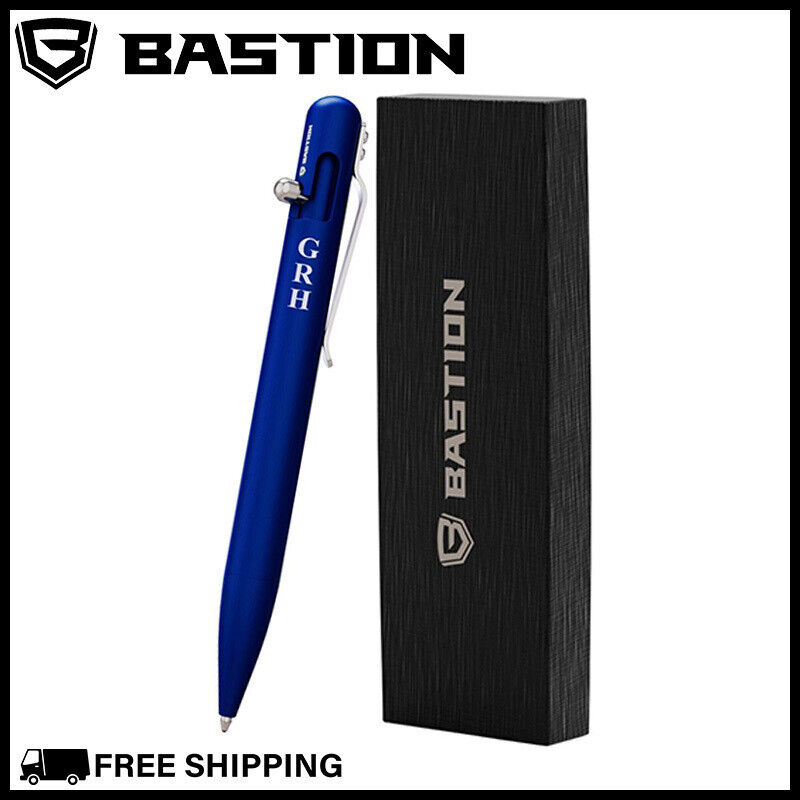 BASTION BOLT ACTION PERSONALIZED PEN Customized Engraved Aluminum Blue Gift Pens