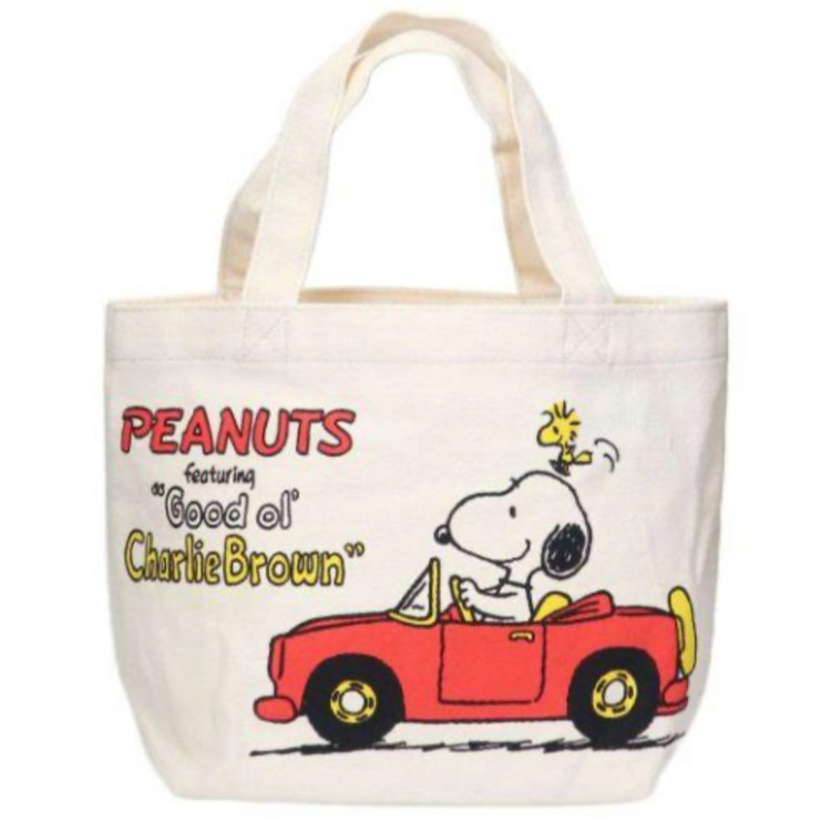 PEANUTS snoopy Drive  mini tote bag canvas fabric from japan