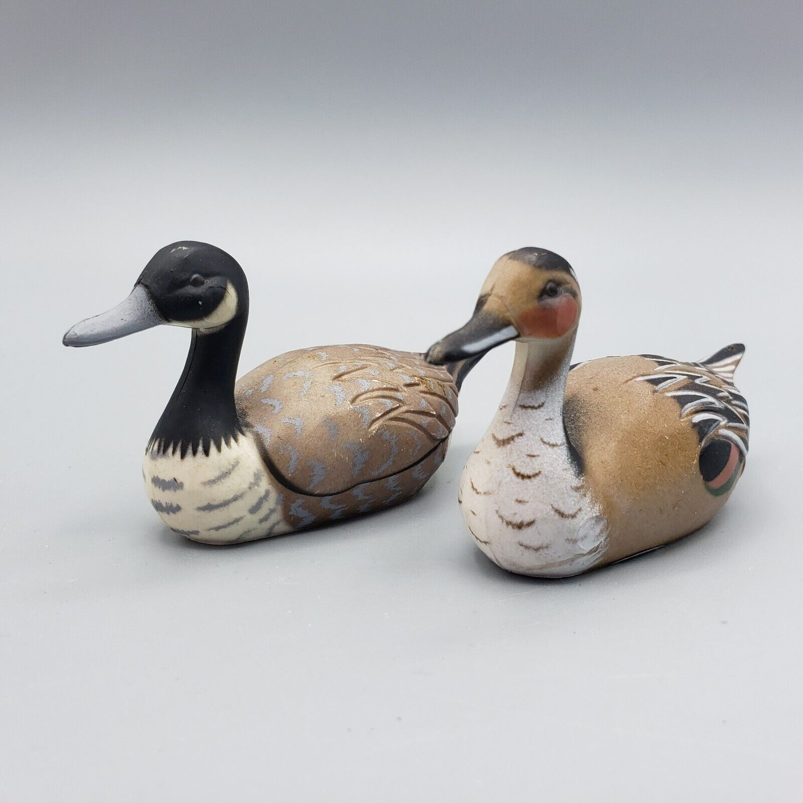 Vintage Hong Kong Nanco Miniature Duck Figurines QTY 2 Mallard Resin Mini Birds