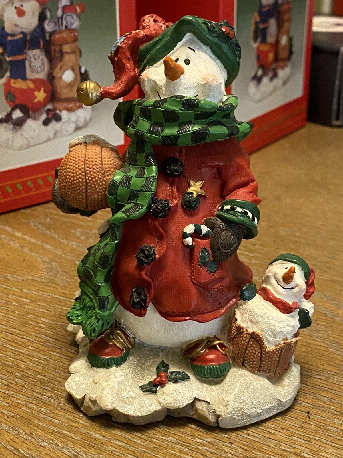 Snowman On The Basketball Court  Holiday Christmas Figurine - Perfect