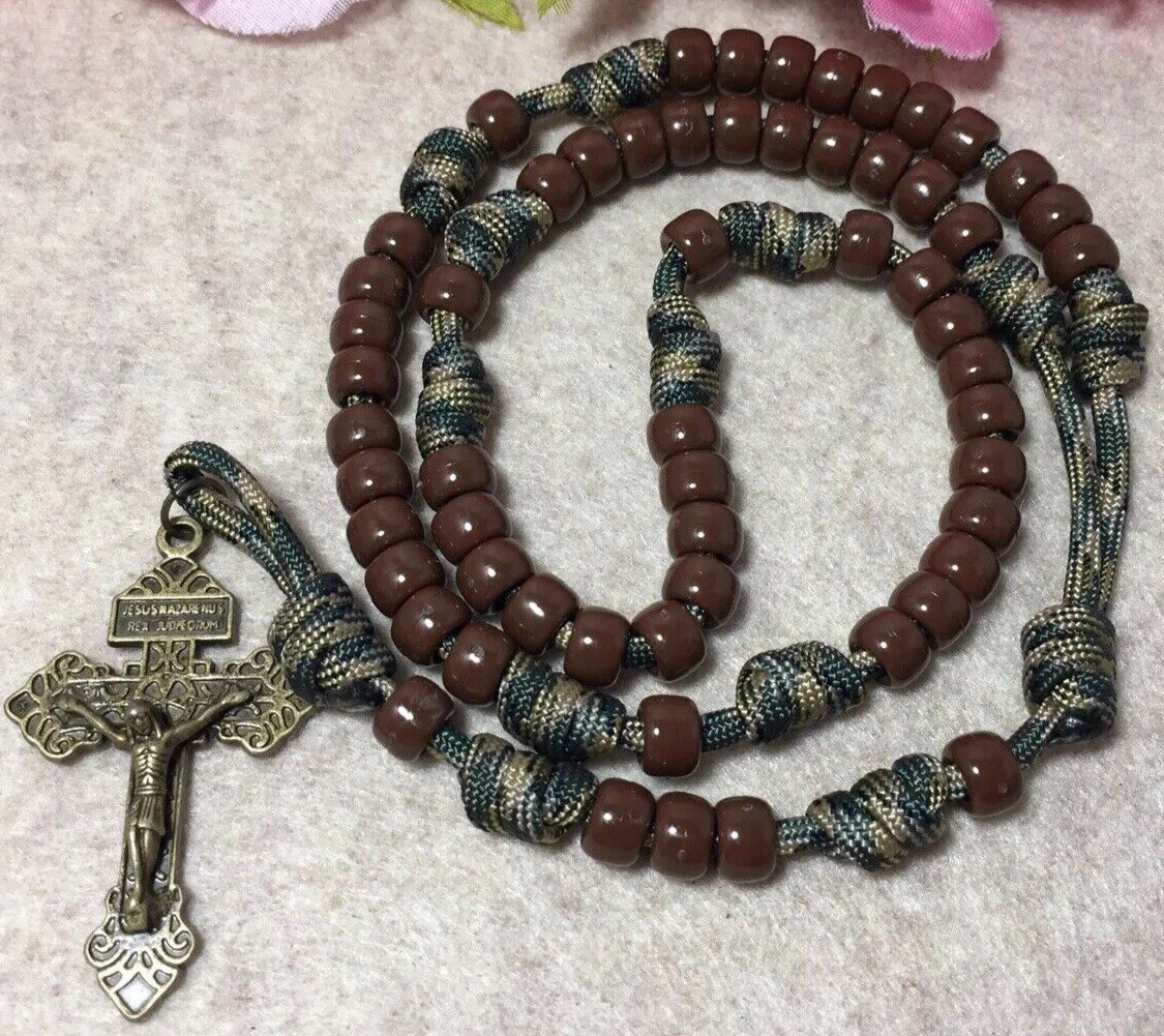 Army Paracord rosary - Durable Catholic Rosary - Pardon Crucifix - Handmade