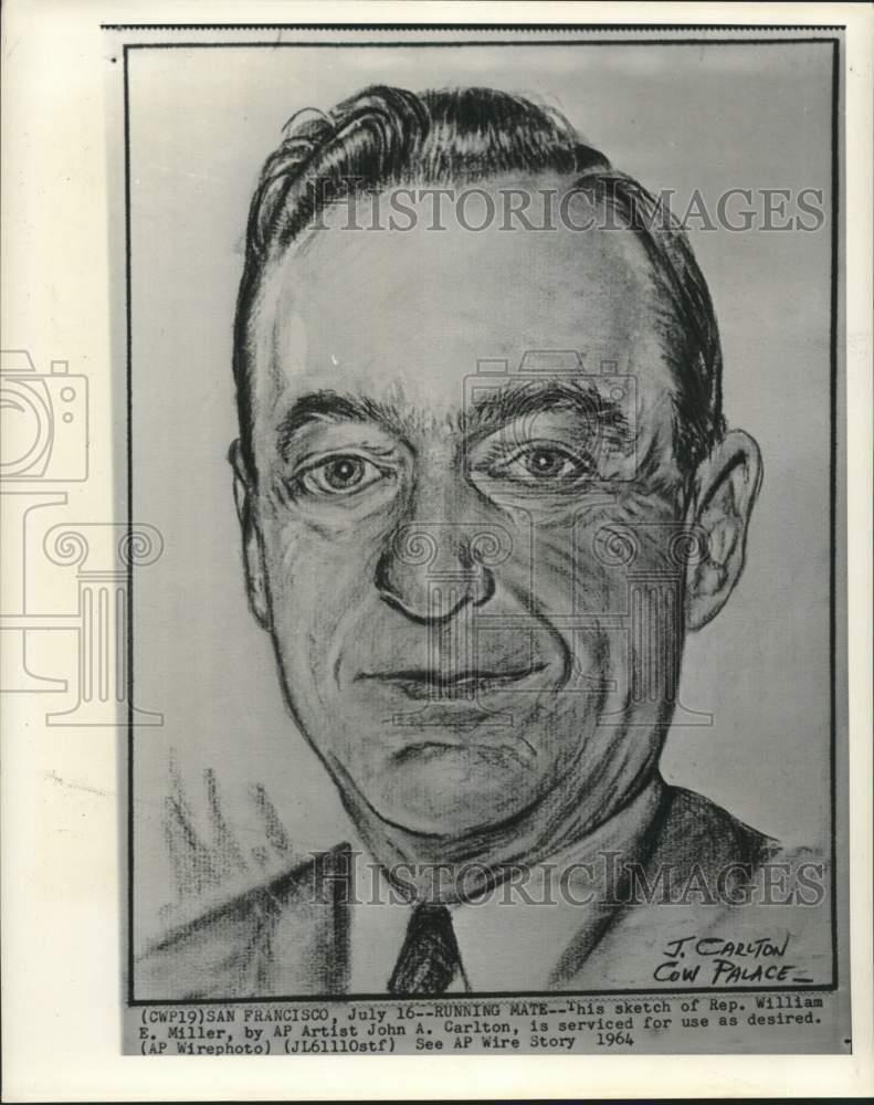 1964 Press Photo Sketch of Running mate Representative William Miller