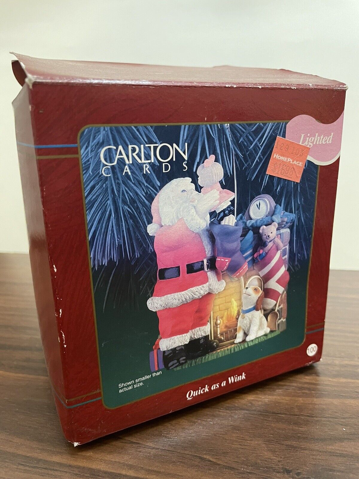 1998 Carlton Cards Quick As A Wink Lighted Christmas Santa Ornament Vintage