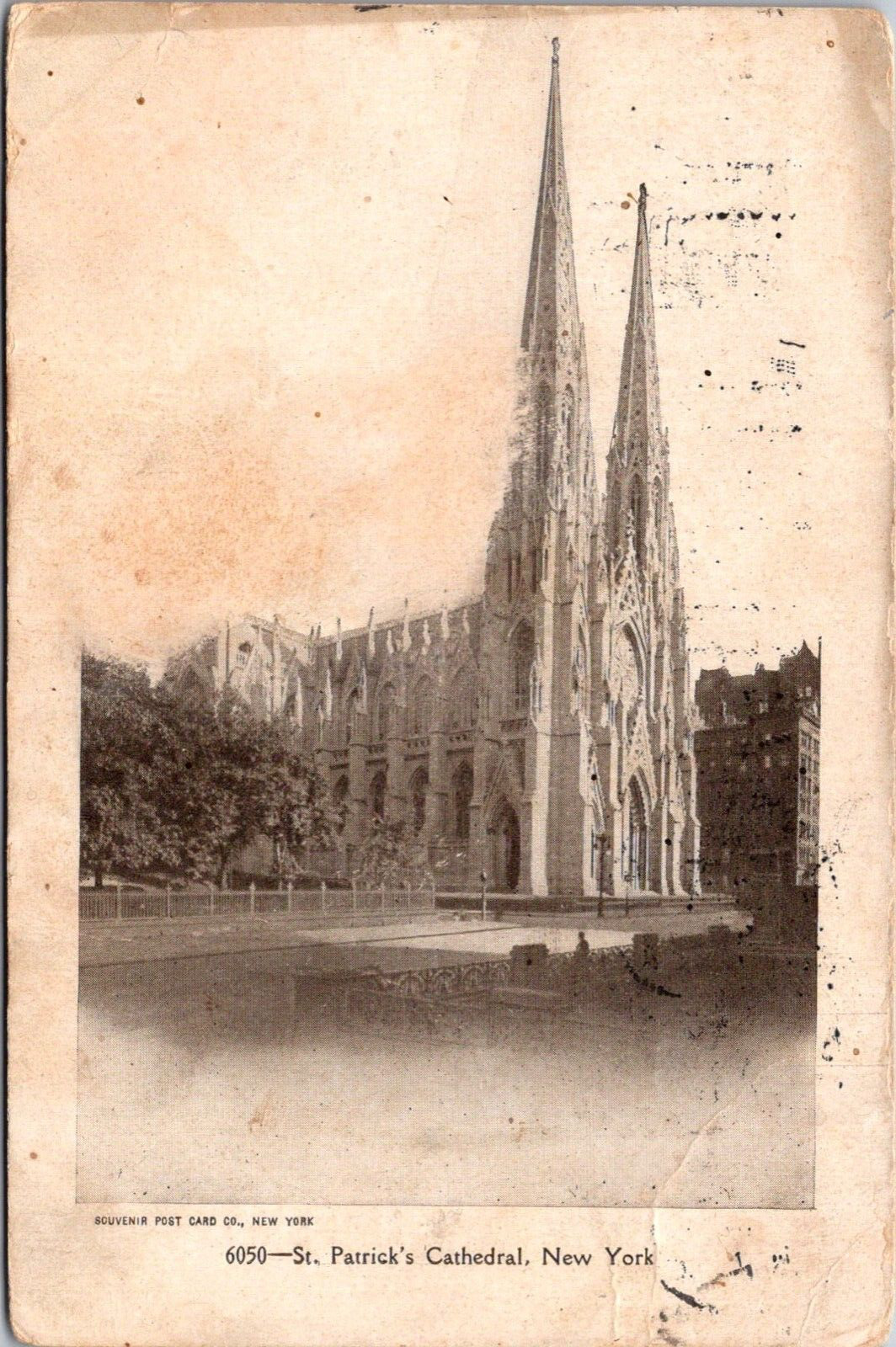 Postcard St Patrick Cathedral New York NY c1905 cemetary Hudson NY