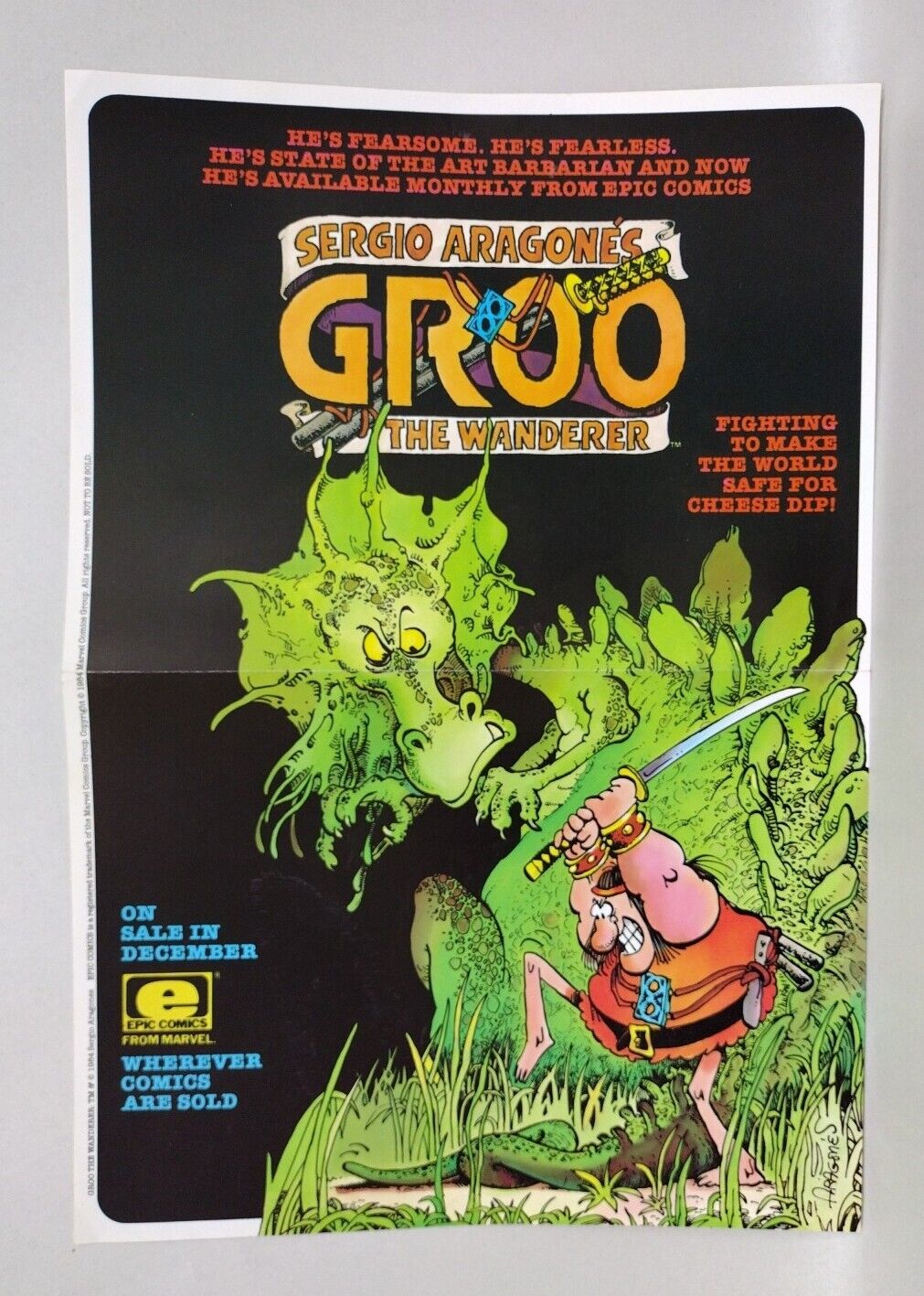 Sergio Aragone\'s GROO The Wanderer (1984) Epic Comics Retailer Poster Folded