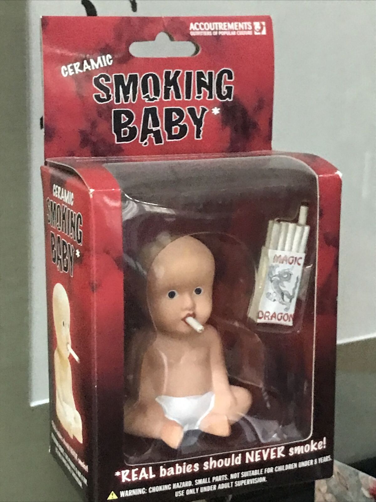 NOS UNIQUE Novelty Ceramic Smoking Baby Incense Burner 2003 Weird Strange NEW