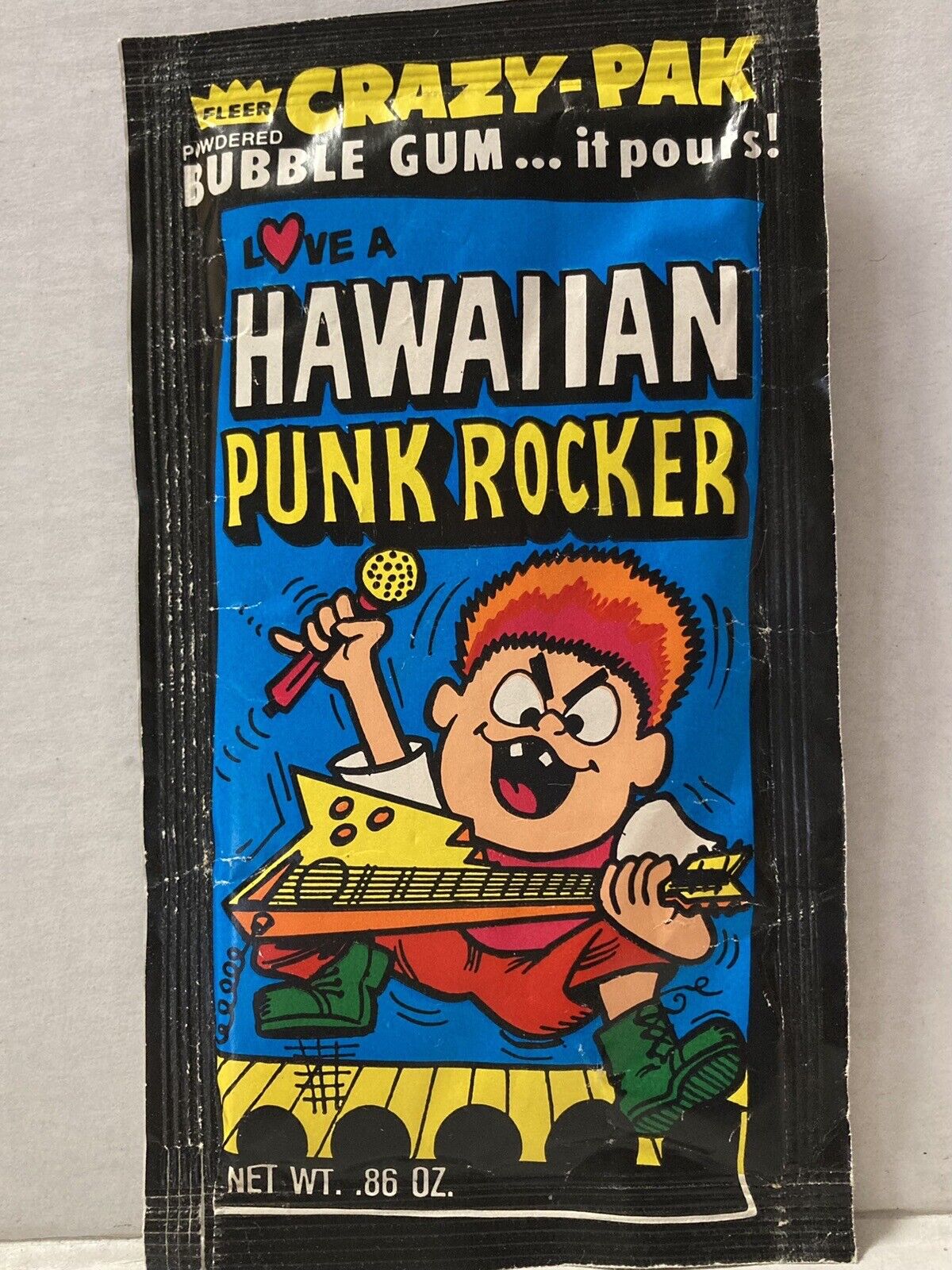 Fleer 1980’s Crazy-Pak Love A HAWAIIAN PUNK ROCKER It Pours Bubble Gum-NOS