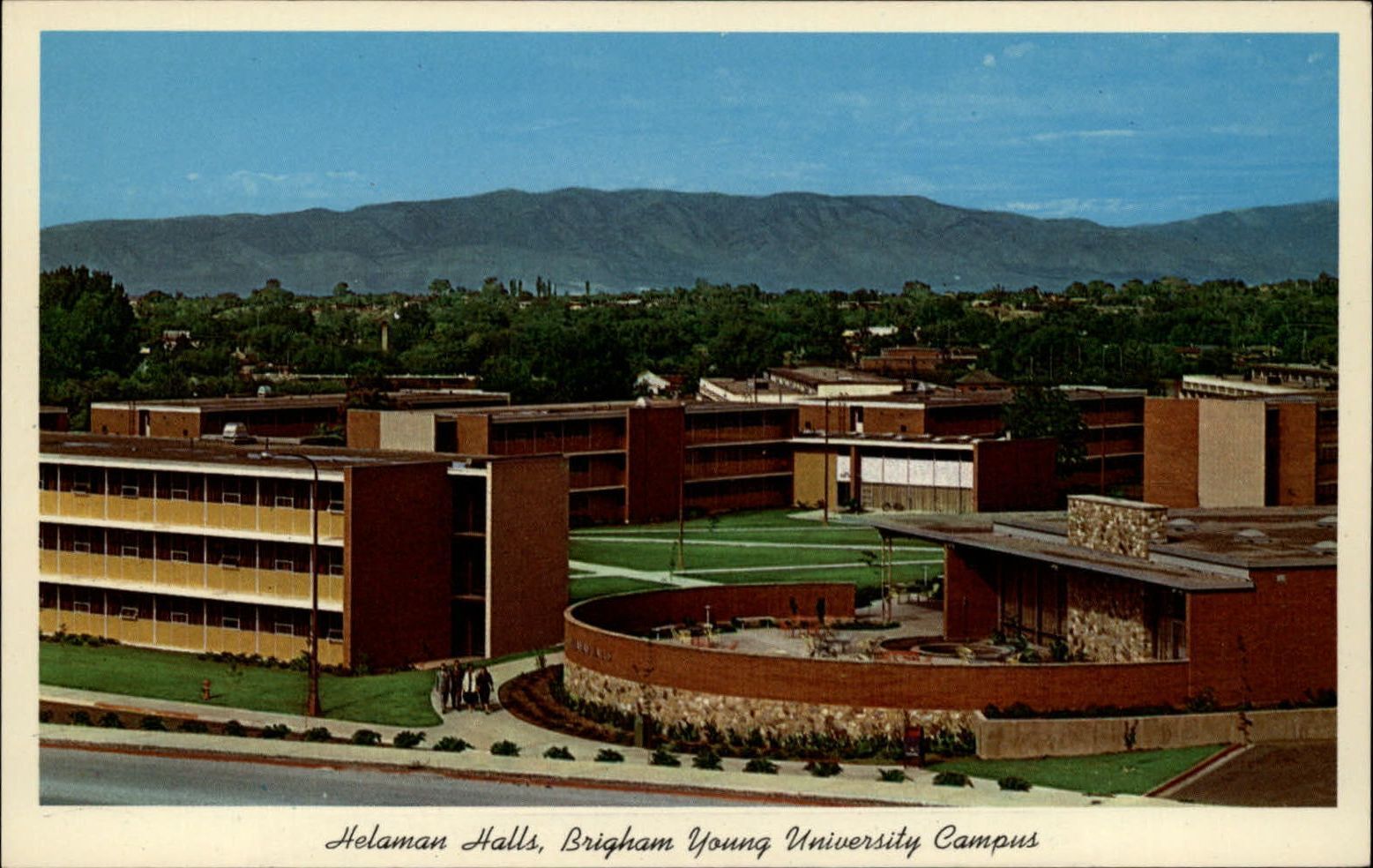 Helaman Halls Brigham Young University Campus Provo Utah ~ 1950-60s postcard