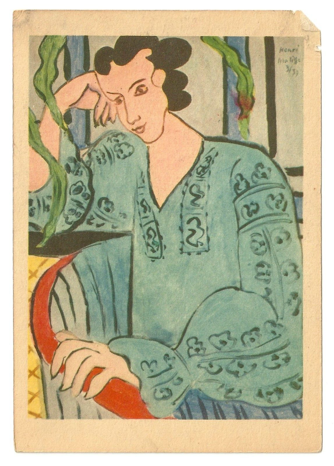 Matisse, The Hungarian Girl in a Green BlousePostcard Art Museum Vtg -  F. Hazan