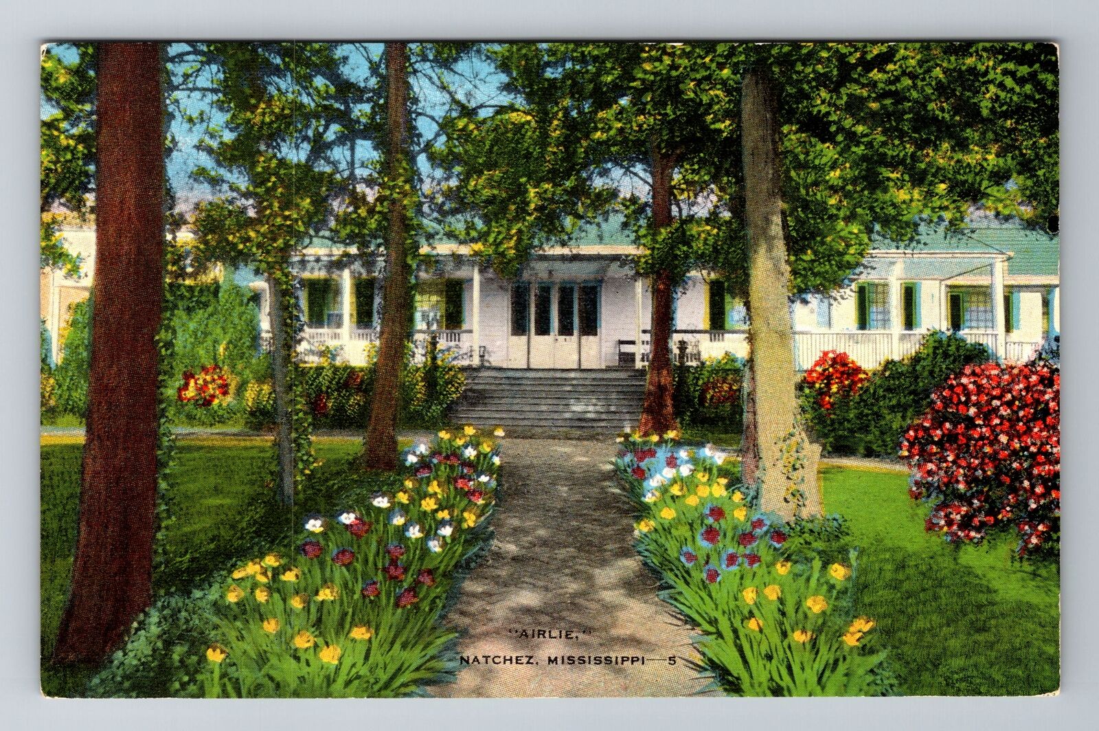 Natchez MS-Mississippi, Airlie, House, Antique, Vintage Souvenir Postcard