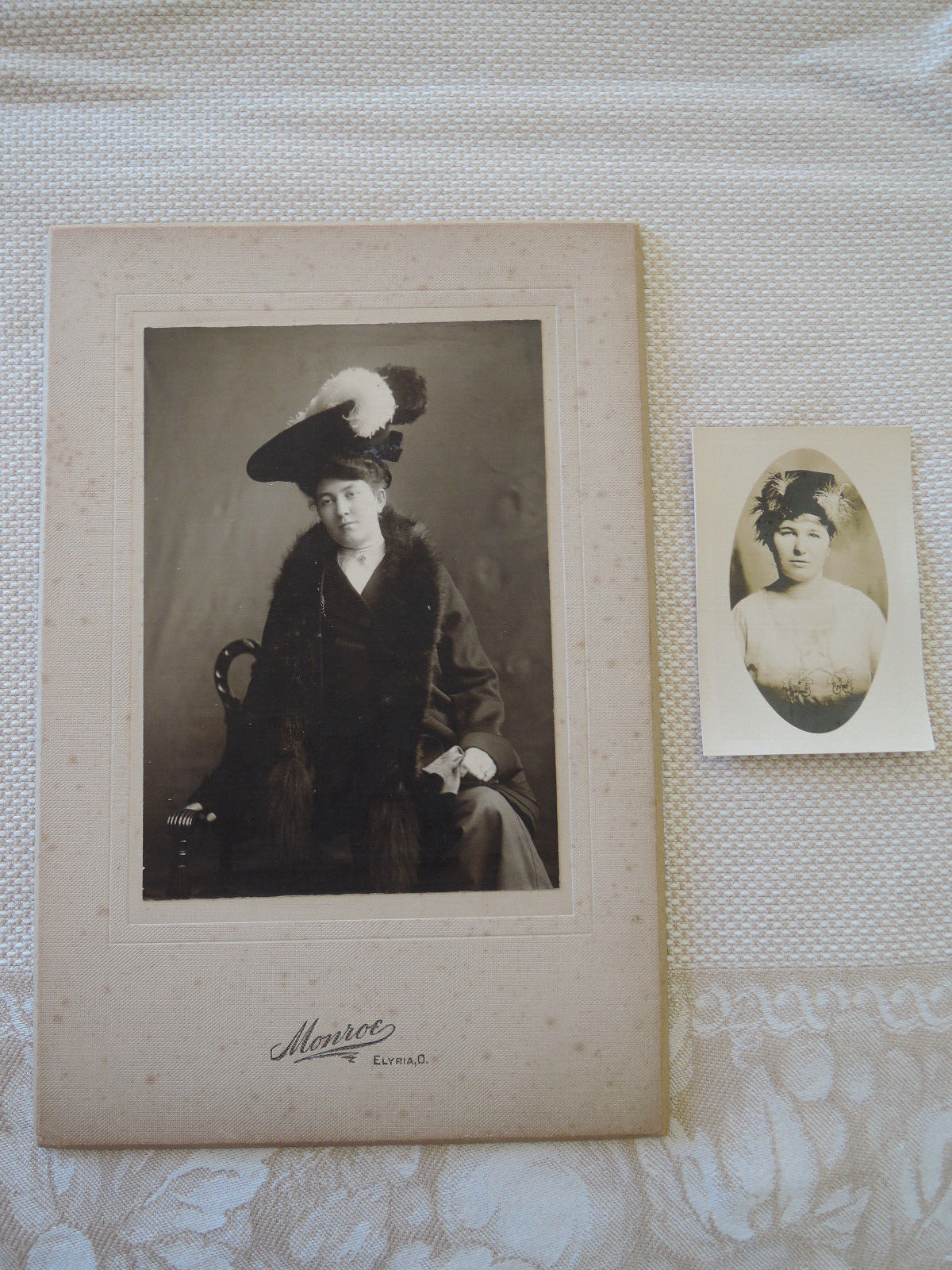 lovely antique photos of ladies in feathered hats, 1900-1920