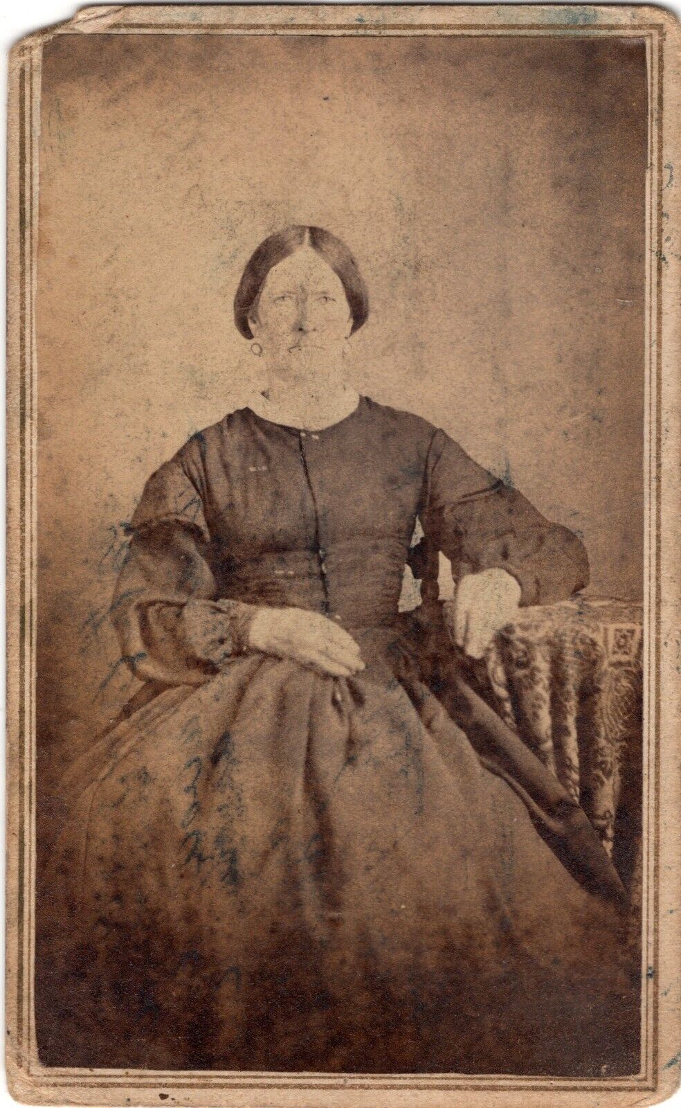 1862 CIVIL WAR CDV 1C WASHINGTON DOUBLE CIVIL WAR TAX STAMP LADY IN DRESS