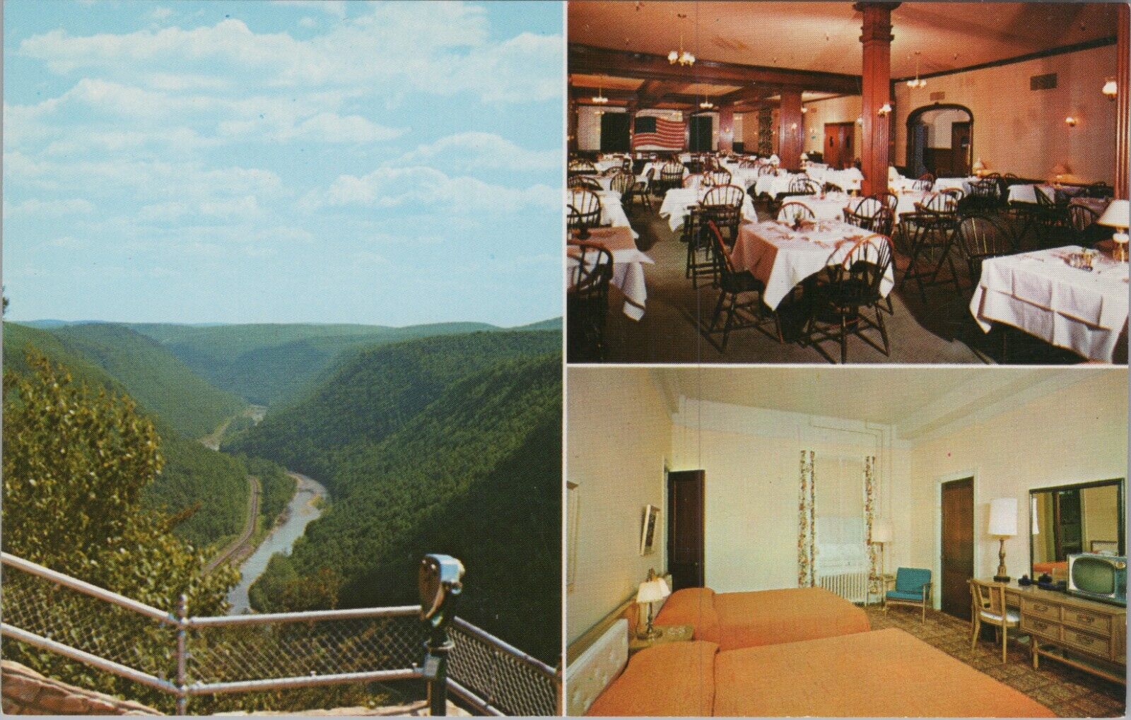 Penn-Wells Hotel Wellsboro PA Pennsylvania Dining Room Mosiac UNP Postcard 7273