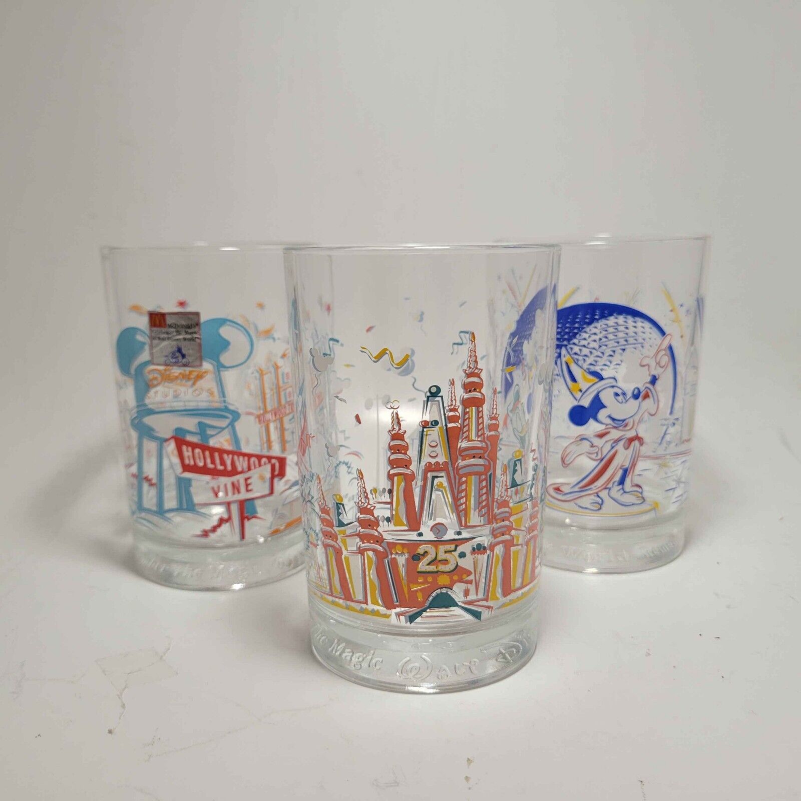 3 McDonalds 1996 Walt Disney World Remember The Magic 25th Anniversary Glasses