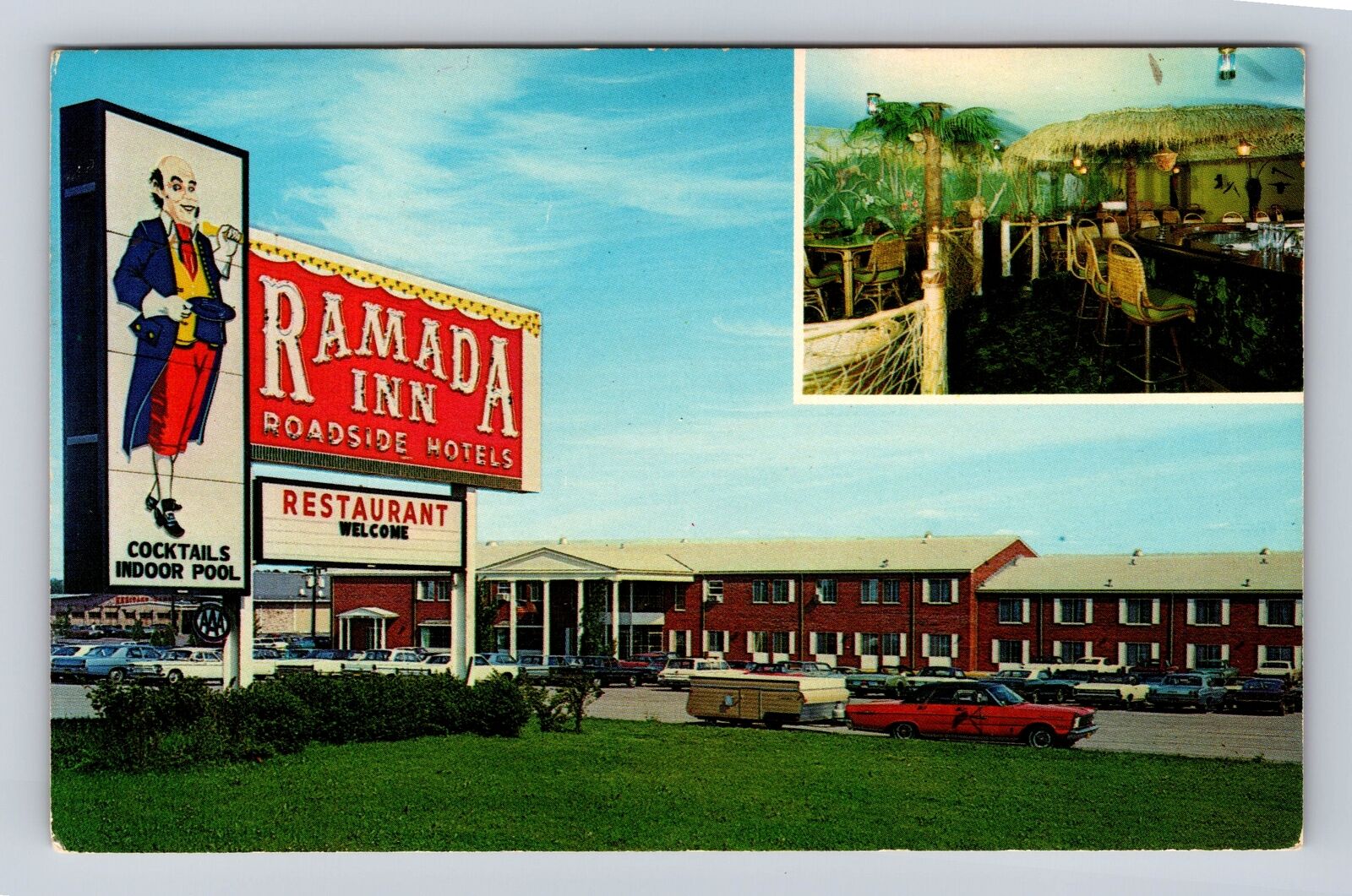 Madison WI-Wisconsin, Ramada Inn, Tiki Bar, Advertising, Vintage Postcard