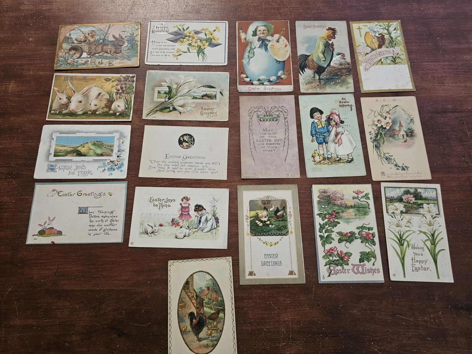 Lot of 18 Antique Easter Holiday POSTCARDS Bunny Embossed Early 1900's L1