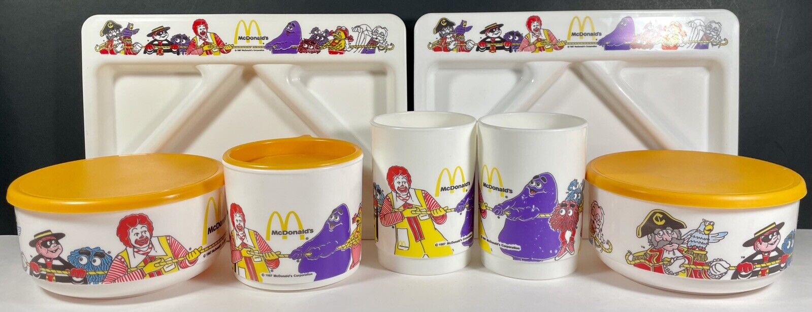 VINTAGE 1980\'S MCDONALD\'S TRAYS, BOWLS & CUPS WHIRLEY INDUSTRIES