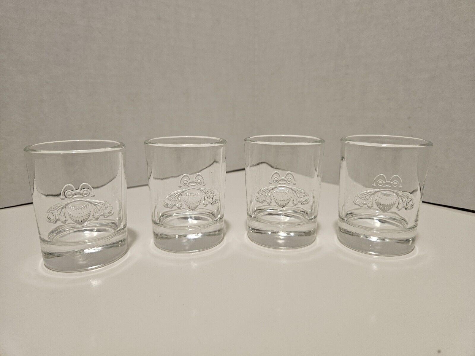 Set of 4 Patron Tequila Embossed bee Logo Shot Glasses 2 oz