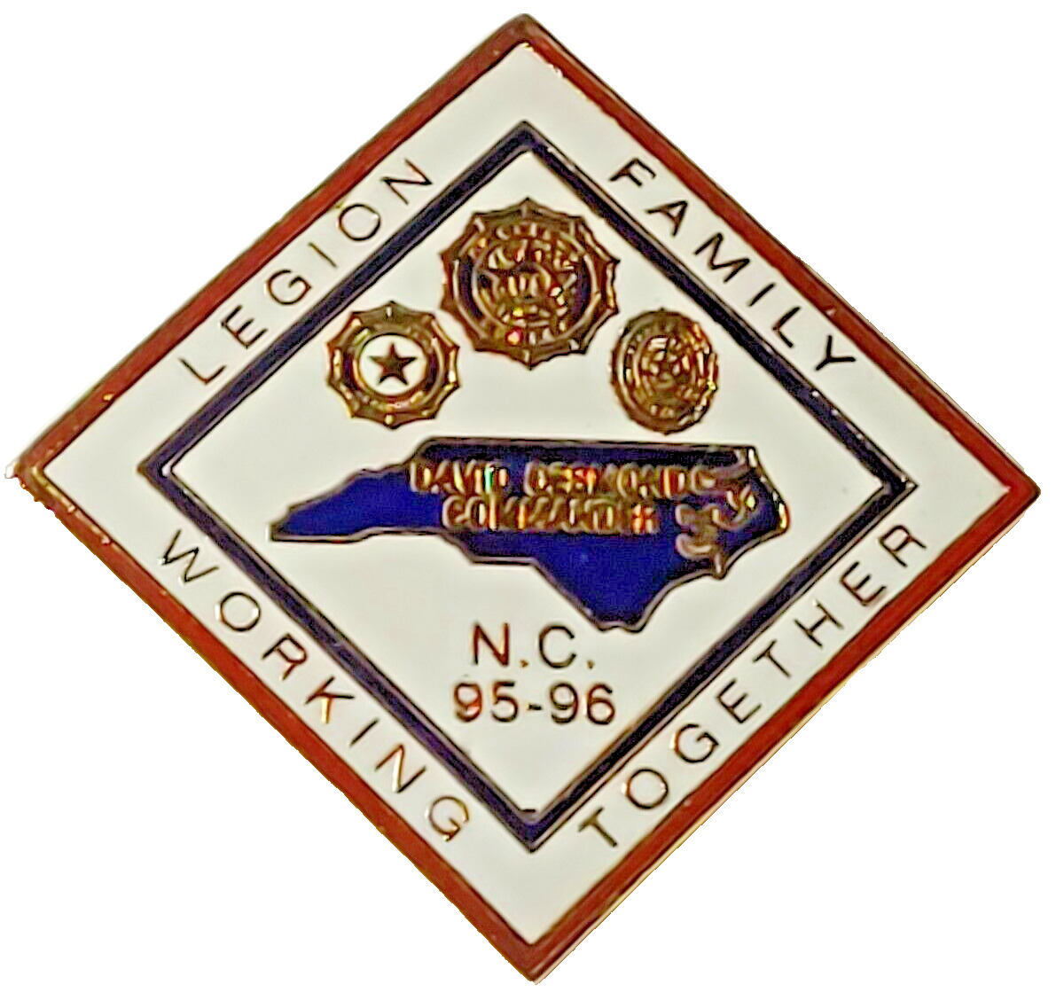 American Legion North Carolina Comdr. David Desmond 1995-1996 Lapel Pin