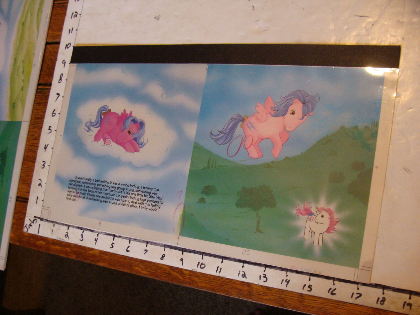 1984 My Little Pony layout ART from Adventure book: FIREFLY, MOONDANCER