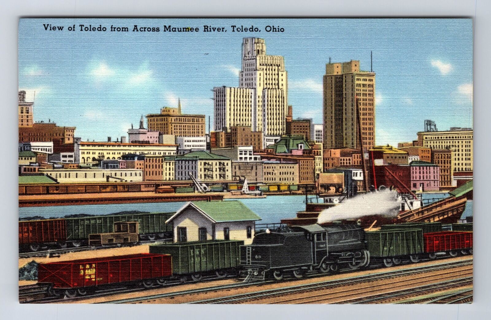 Toledo OH-Ohio, Toledo From Across Maumee River, Antique, Vintage Postcard