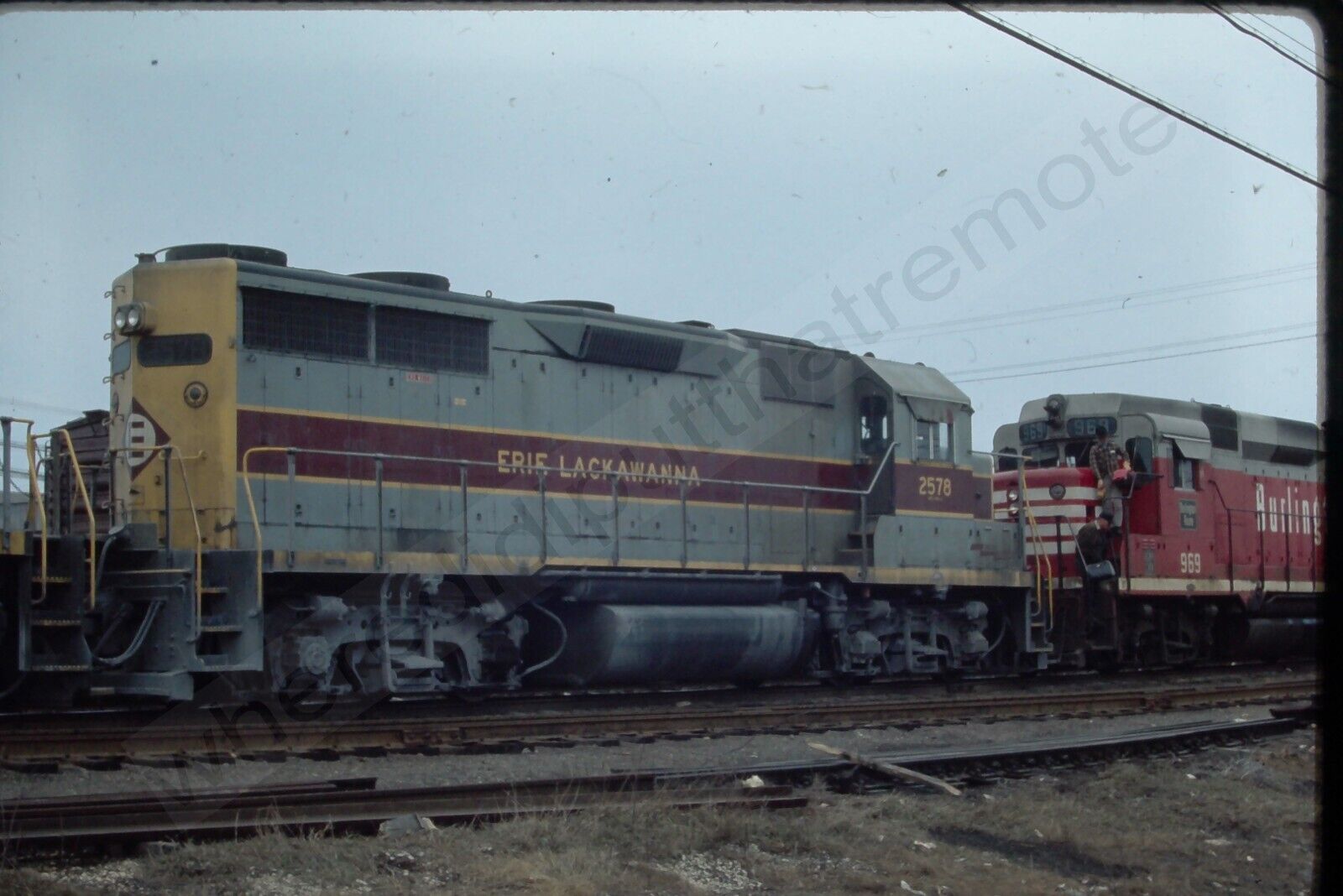 Original Slide Erie Lackawanna EL 2578 EMD GP35 Cicero ILL 4-8-1970