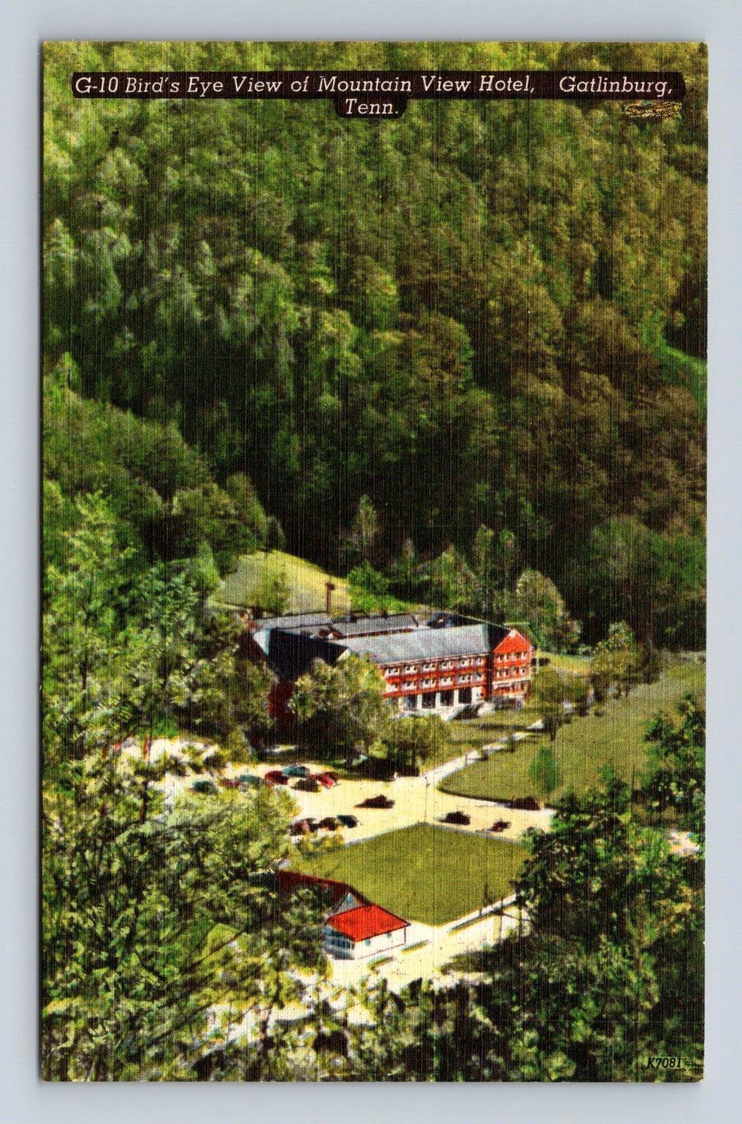 Postcard G-10 Bird\'s Eye View of Mountain View Hotel Gatlinburg Tennesse Linen