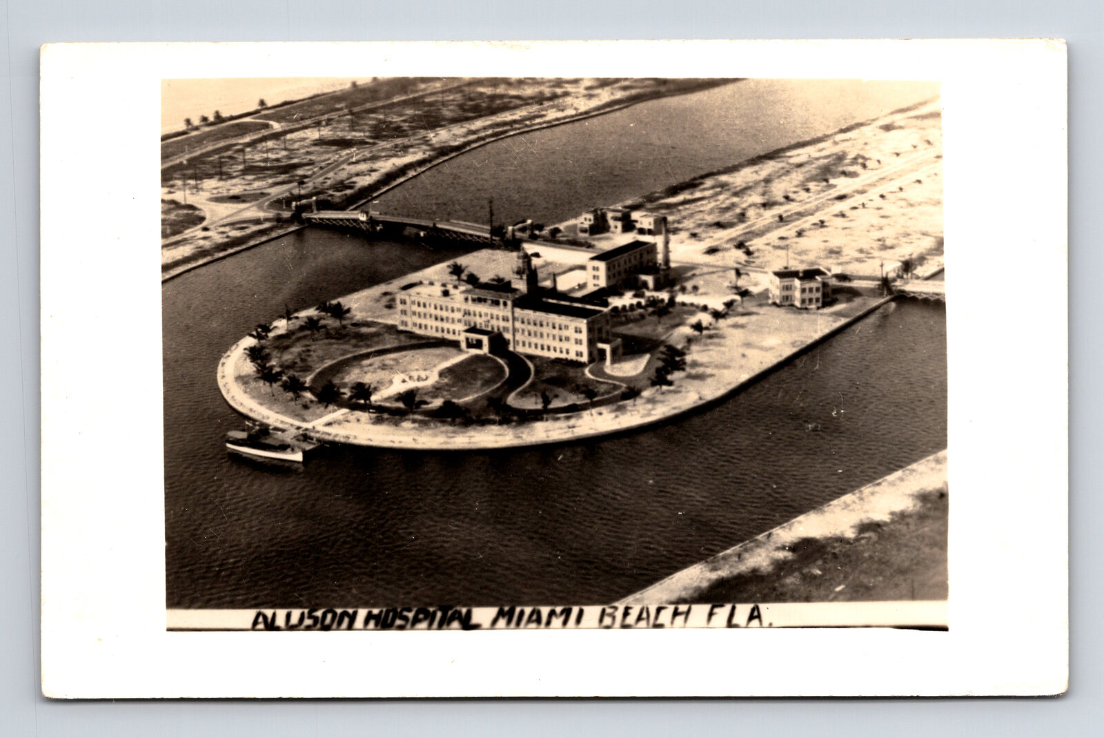 RPPC St. Francis Hospital Allison Island Miami Beach FL Postcard