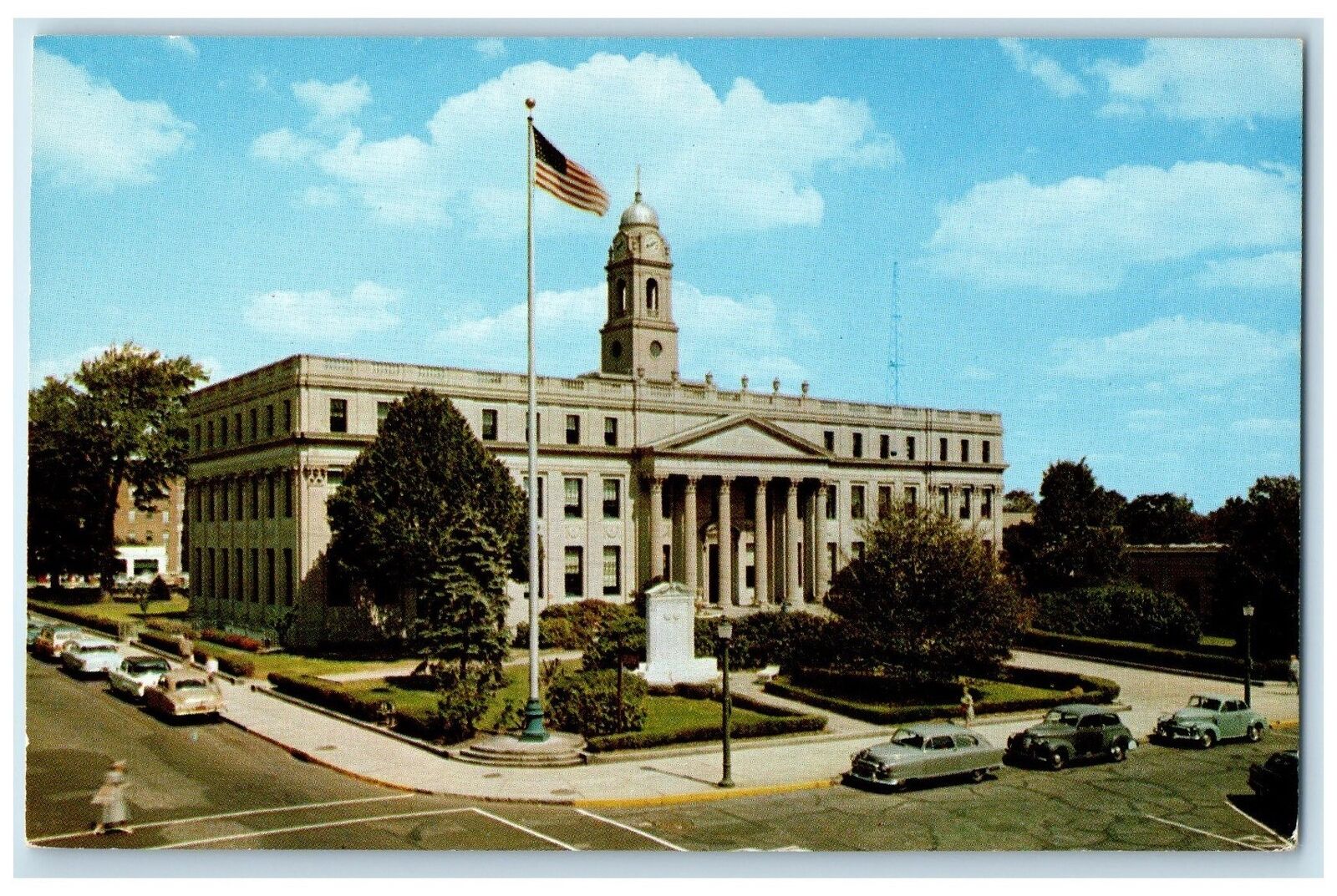 c1950's East Orange City Hall Building US Flag Essex County New Jersey Postcard