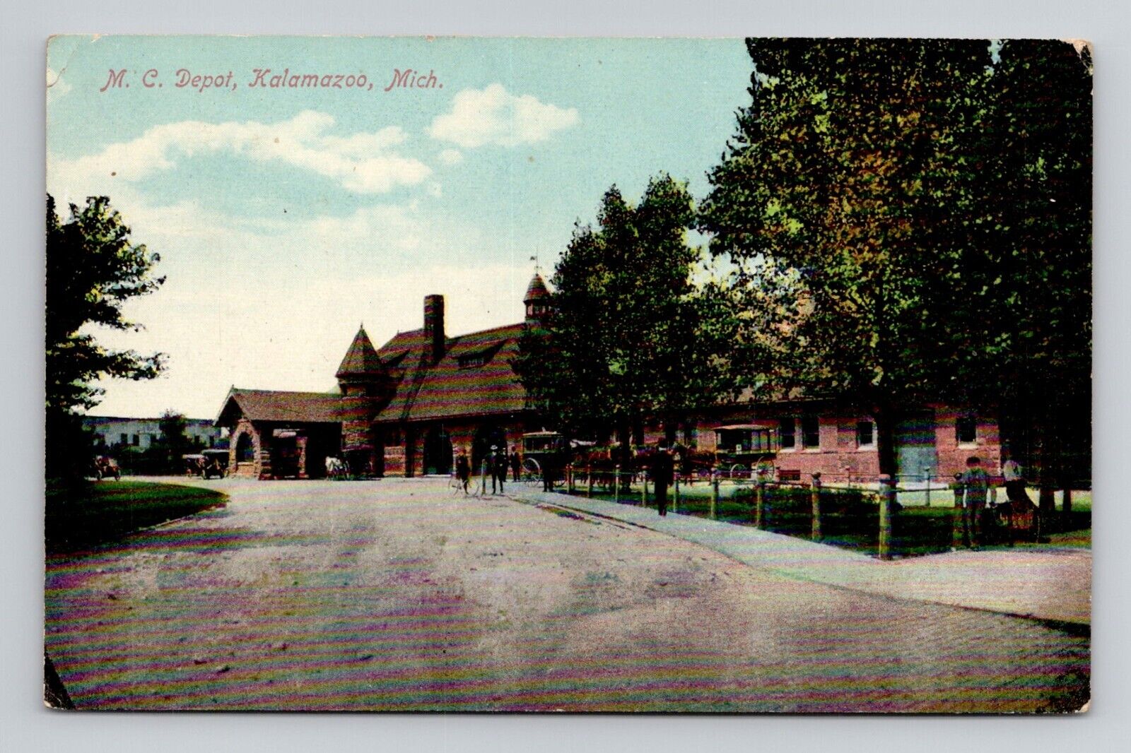 Postcard MC Depot Train Station Kalamazoo Michigan, Antique O8