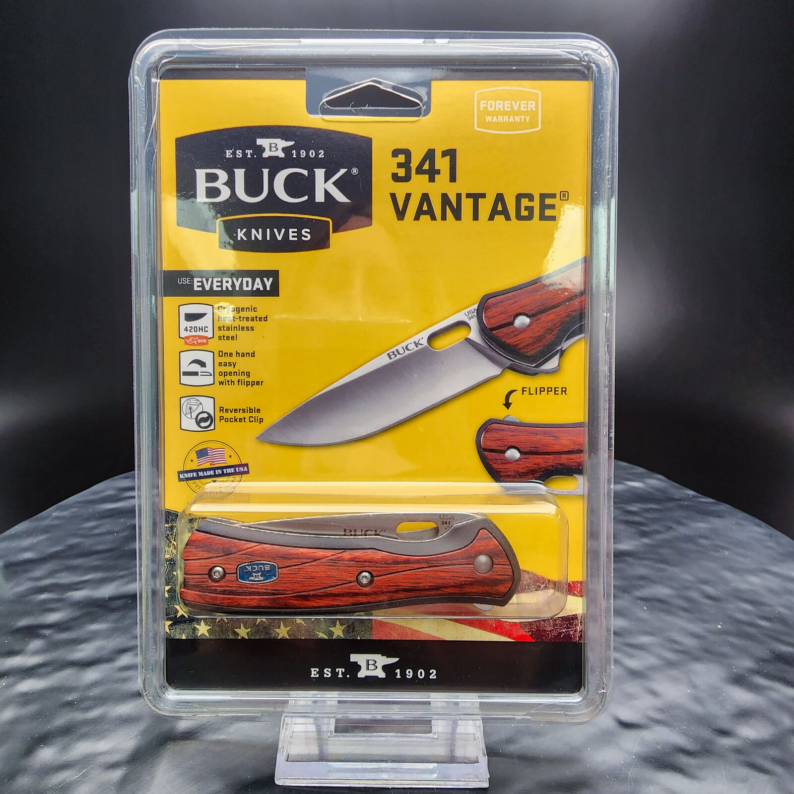 Buck 341 USA Small Vantage LinerLock Knife, Rosewood Handle, EDC Pocket 🗡️🌲