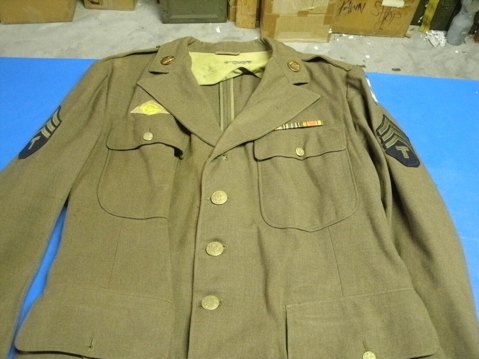 US ARMY WWII 8TH SERVICE COMMAND CHEMICAL CORPS NAMED  4 POCKET TUNIC