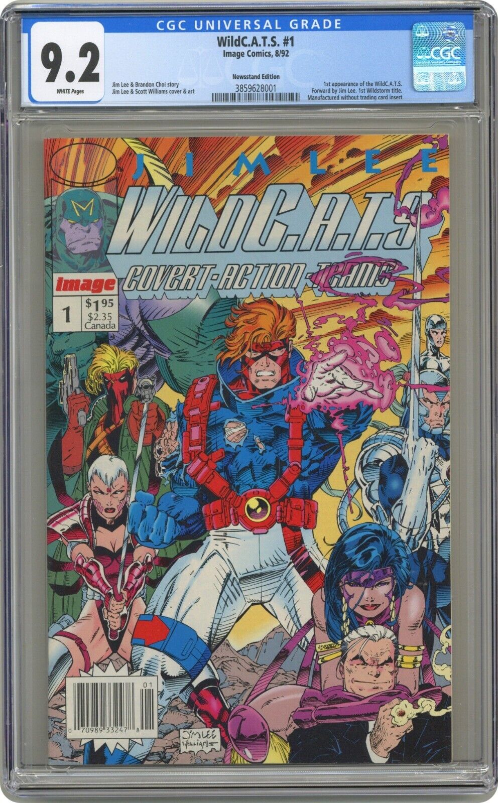 WildC.A.T.S. #1 CGC 9.2 WHITE Pages 1992 Newsstand Variant Wildcats