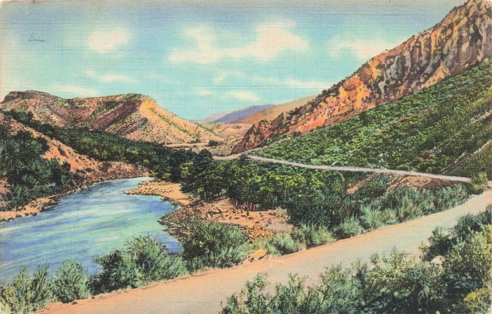 Rio Grande Canyon New Mexico Vintage PC Posted 1936