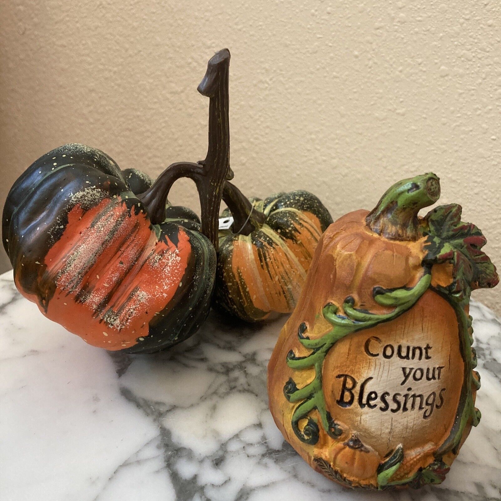 Decorative Pumpkins Count Your Blessings Happy Thanksgiving 