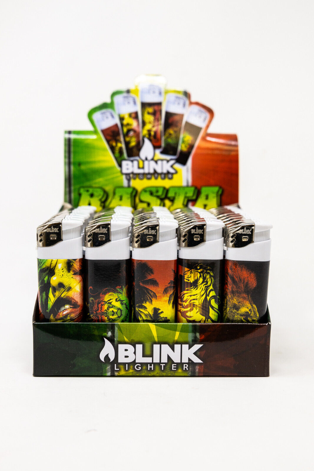Rasta Blink Lighters Assorted Designs - 50 Ct Box