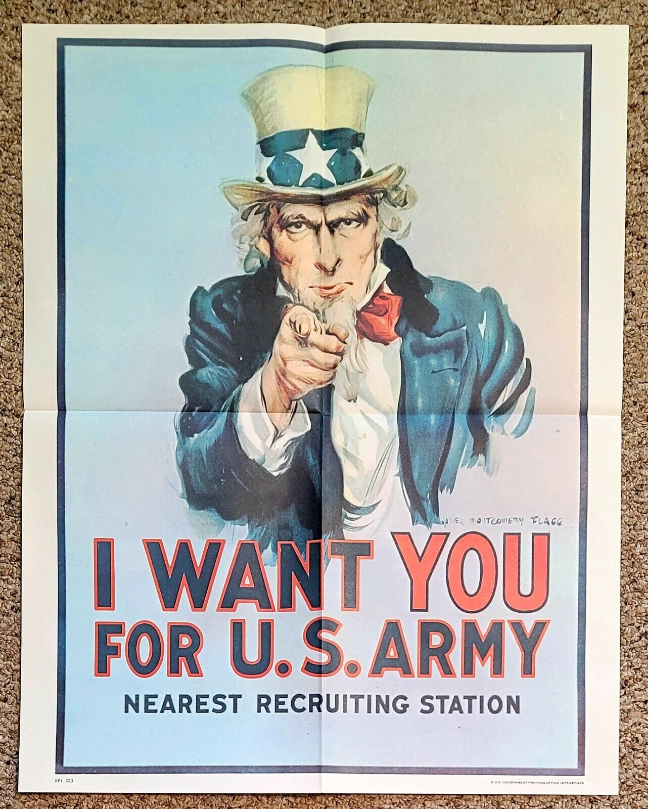 1975 UNCLE SAM I WANT YOU PRINT 28x22 RPI223 US GOVERNMENT PRINTING ARMY NM-MT