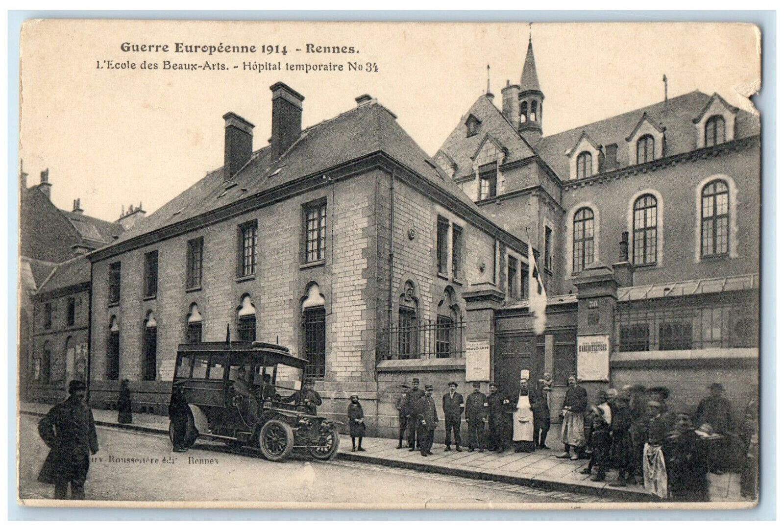 1914 European War Rennes School of Fine Arts France Antique Postcard