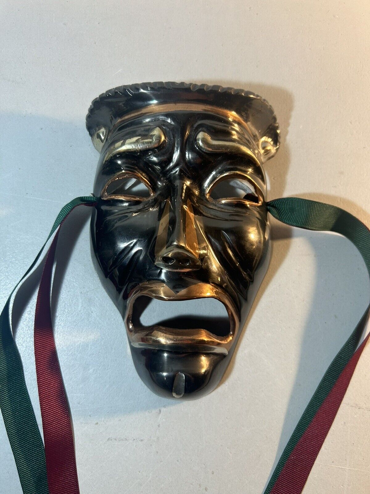 Vintage Brass Comedy Tragedy Theater Drama Mask