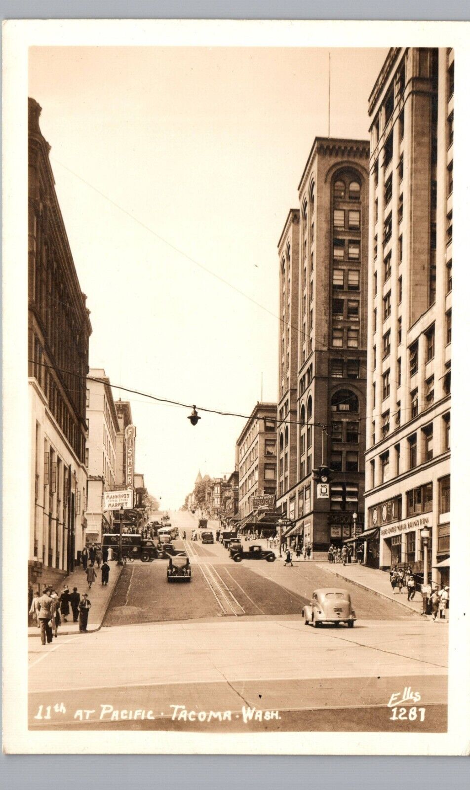 TACOMA WASHINGTON 11TH & PACIFIC STREET 1940 real photo postcard rppc wa antique